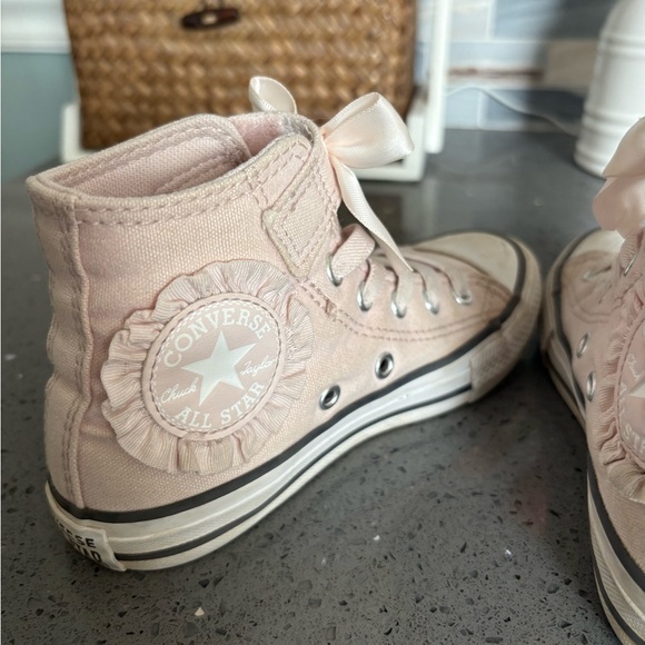 Converse Light Pink High-Tops with Ruffle Detail - Picture 1 of 7